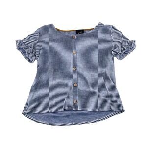 W5 Anthropologie Women's size Small Soft Blue & White Striped Button-Up Top